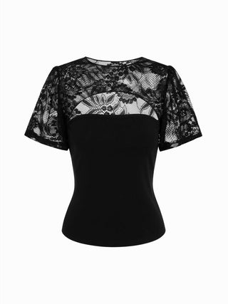 Lace Bandeau Round Neckline See-through Layered Top