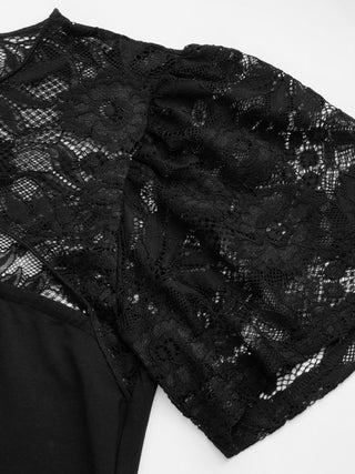 Lace Bandeau Round Neckline See-through Layered Top