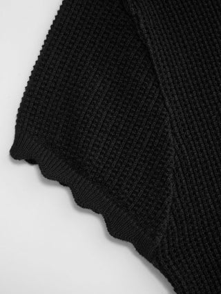 Knit Tie Front Bow Lettuce Trim Short Sleeve Top