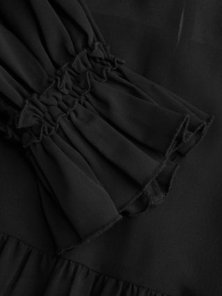 Chiffon Ruffled Long Sleeve Crop Blouse