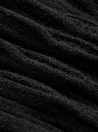 Knit Wool-blend V-neck Surplice Lace Trim Long Sleeve Sweater