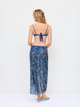 Sweetheart Floral Ruched O-Ring Bracelet Low Rise Bikini Set With Sarong