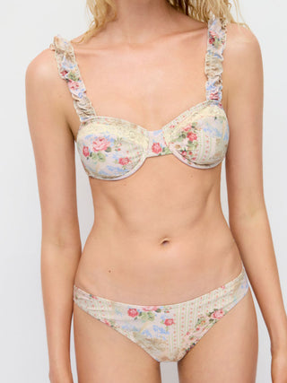 Sweetheart Underwire Cheeky Pleated Floral Bikini Set