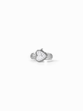 HEART & CLOCK PENDANT OPEN RING