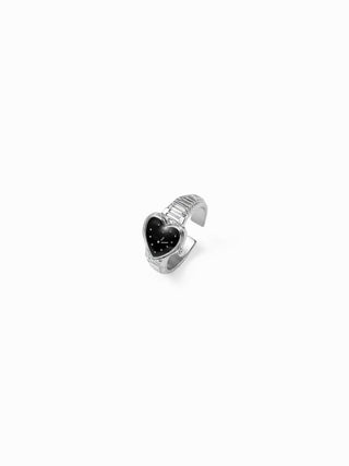 HEART & CLOCK PENDANT OPEN RING