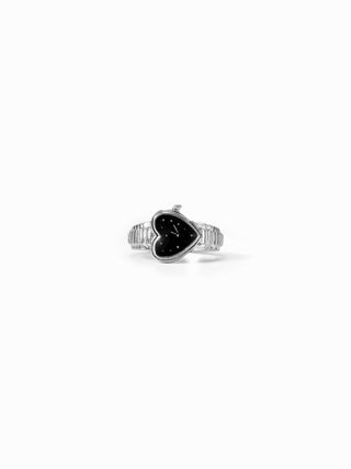 HEART & CLOCK PENDANT OPEN RING