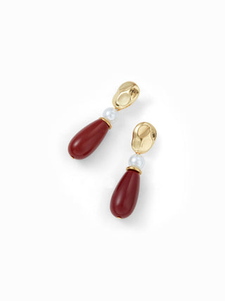 RESIN & FAUX PEARL DROP EARRINGS