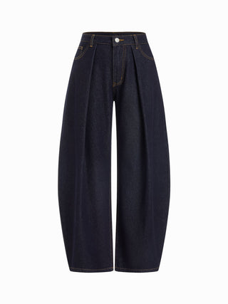 Denim Low Rise Metal Detail Barrel-leg Jeans