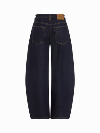 Denim Low Rise Metal Detail Barrel-leg Jeans