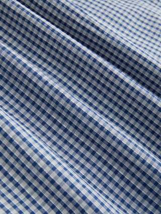 Cotton-blend Gingham Ruched Bowknot Strappy A-line Maxi Dress