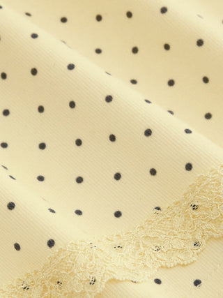 Cotton-blend Polka Dot Scoop Neckline Lace Trim Cami Top