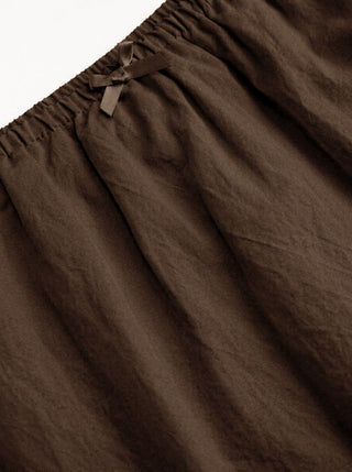 Cotton-blend Low Rise Textured Bowknot Ruffle Hem Mini Skirt