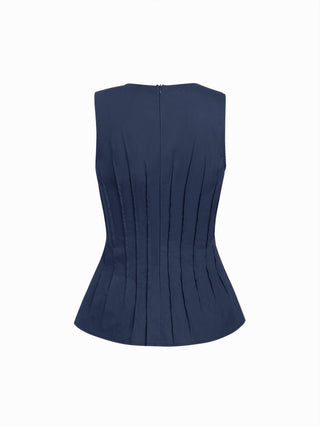 Cotton Ruched Peplum Tank Blouse