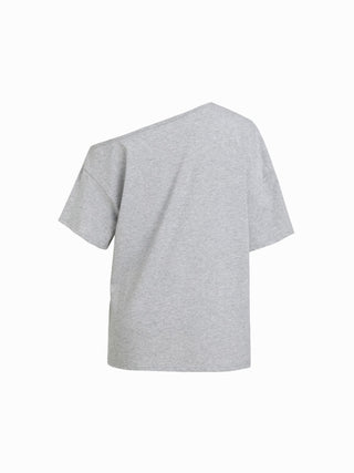 Cotton 23 Graphic Asymmetrical Neck Short Sleeve Oversized Tee