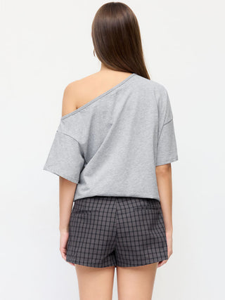 Cotton 23 Graphic Asymmetrical Neck Short Sleeve Oversized Tee