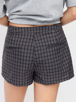 Check Low-Rise Jacquard Asymmetric Mini Skort