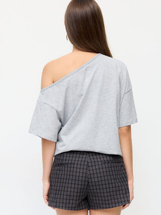 Check Low-Rise Jacquard Asymmetric Mini Skort
