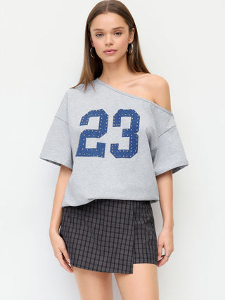 Check Low-Rise Jacquard Asymmetric Mini Skort