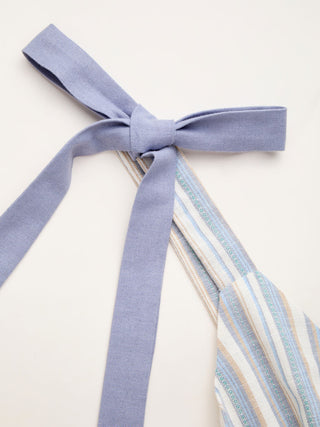 Linen-blend Sweetheart Neck Bowknot Lace-up A-line Maxi Dress