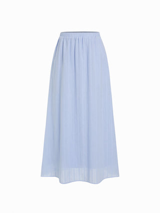 Textured Cotton-blend V-neck Tie Front Top & Mid Rise Maxi Skirt Set