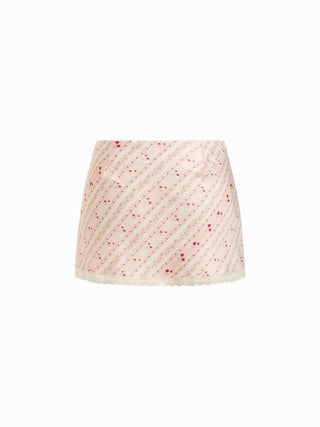 Striped Lace Trim Cami Top & Mid Rise Mini Skirt Set