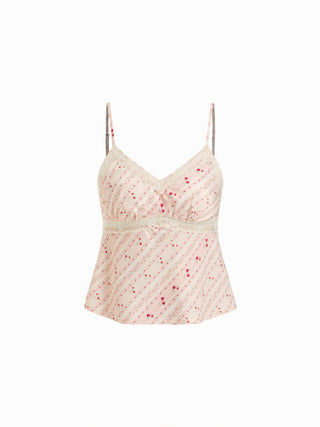 Striped Lace Trim Cami Top & Mid Rise Mini Skirt Set