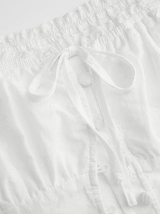 Cotton-blend Broderie Anglaise Off-shoulder Top & Mid Rise Mini Skirt Set