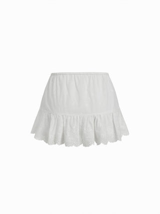 Cotton-blend Broderie Anglaise Off-shoulder Top & Mid Rise Mini Skirt Set