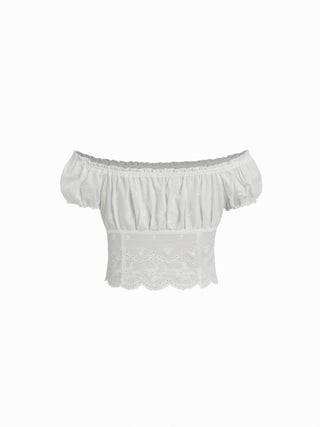 Cotton-blend Broderie Anglaise Off-shoulder Top & Mid Rise Mini Skirt Set