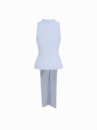 Textured Cotton-blend V-neck Tie Front Top & Mid Rise Maxi Skirt Set