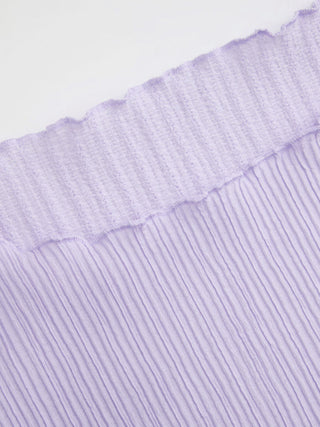 Textured Boat Neck Ruffle Sleeve Lettuce Trim Tee