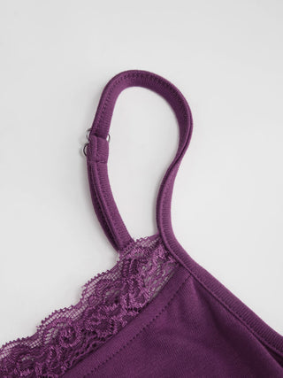 Lace Panel Ruched Henley Cami Top