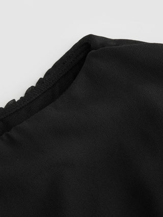 Boat Neck Draped Detail A-line Mini Dress