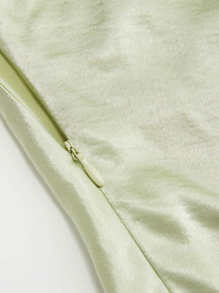 Sage Satin Halter Neck Ruched Mini Dress