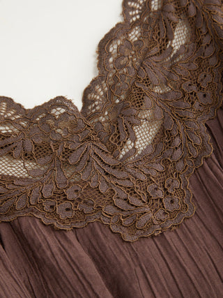 Textured V-neck Lace Trim Peplum Hem High Rise Barrel-leg Jumpsuit