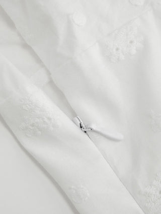 Cotton Broderie Anglaise Puff Sleeve Bowknot Blouse