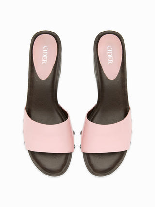 STUDDED PLATFORM MULE SANDALS