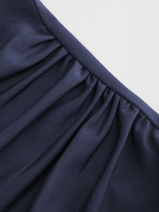Boat Neck Short Sleeve Ruched A-line Mini Dress