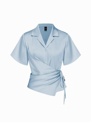 Satin Collar Knotted Shirt