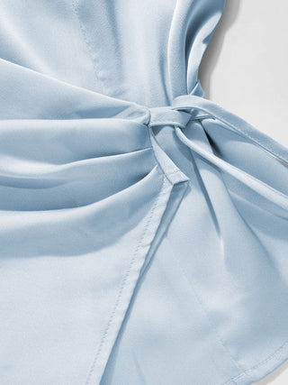Satin Collar Knotted Shirt