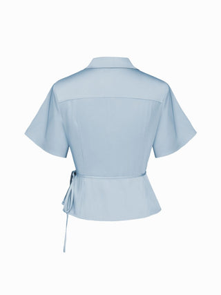 Satin Collar Knotted Shirt
