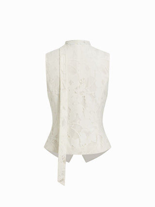 Lace U-Neckline Floral Button Blazer Vest