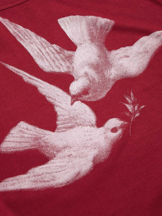 Bird Graphic Boat Neck Ruffle Sleeve Tee