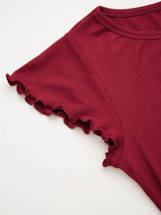 Bird Graphic Boat Neck Ruffle Sleeve Tee