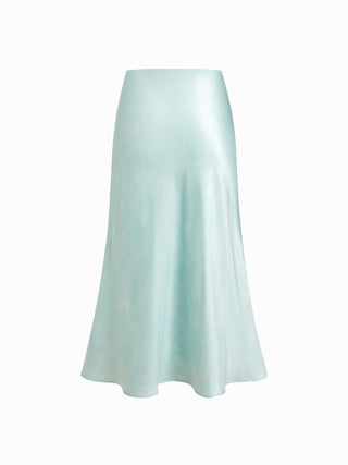Satin Mid Rise Fruit Graphic Mermaid Midi Skirt