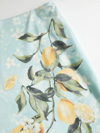 Satin Mid Rise Fruit Graphic Mermaid Midi Skirt