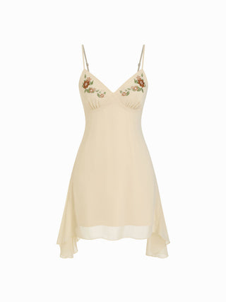 Chiffon Lace Panel Cape & Floral Cami High Rise Mini Dress Set