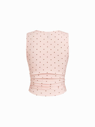 Cotton-blend V-neck Ruched Tank Top