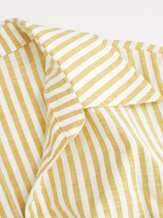 Cotton-blend Striped Mid-length Sleeve Draped Shirt Maxi Dress