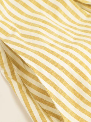 Cotton-blend Striped Mid-length Sleeve Draped Shirt Maxi Dress